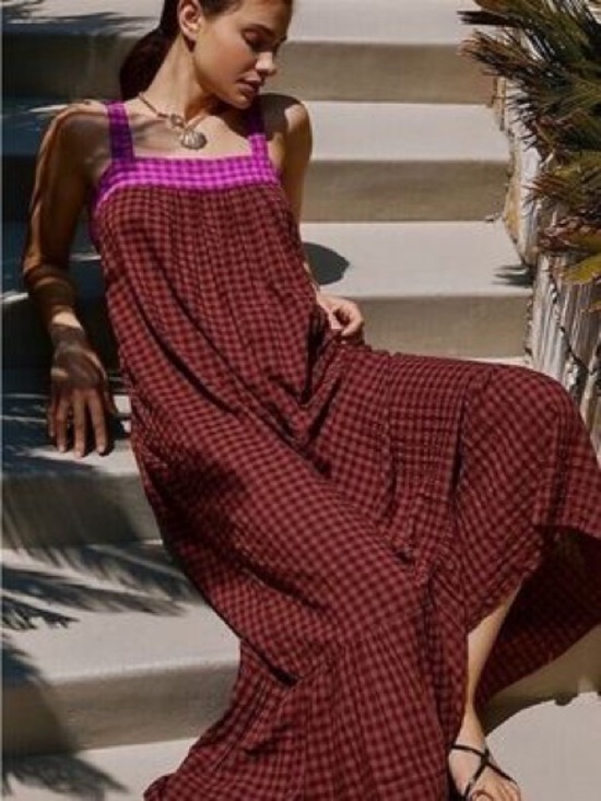Anthropologie Dresses & Skirts - ANTHROPOLOGIE SQUARE-NECK BABYDOLL RUFFLE-HEM GINGHAM BOHO DRESS SZ M NWT